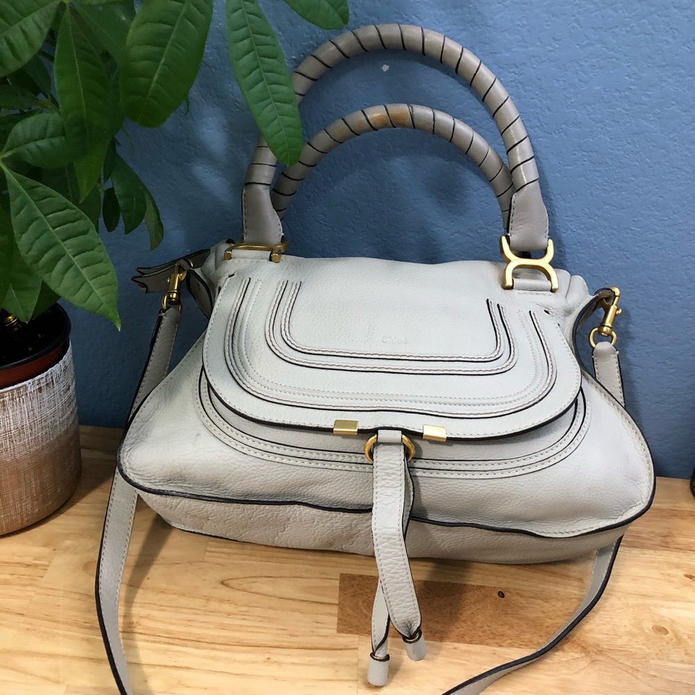 Chloe Marcie Medium Satchel Bag in Cashmere Grey - Picture 3 of 15